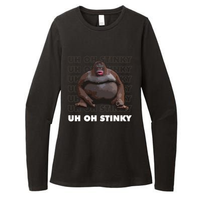 Uh Oh Stinky Poop Meme Funny Monkey Womens CVC Long Sleeve Shirt