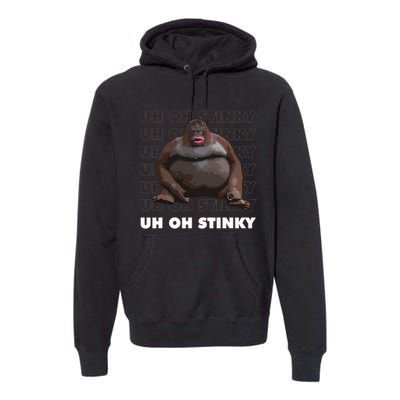 Uh Oh Stinky Poop Meme Funny Monkey Premium Hoodie