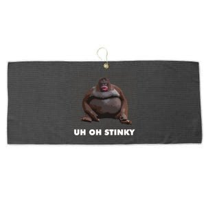 Uh Oh Stinky Poop Meme Funny Monkey Large Microfiber Waffle Golf Towel