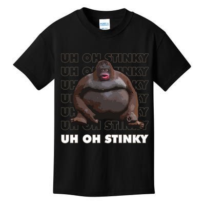 Uh Oh Stinky Poop Meme Funny Monkey Kids T-Shirt