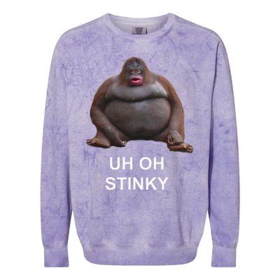 Uh Oh Stinky Poop Le Monke Meme Colorblast Crewneck Sweatshirt