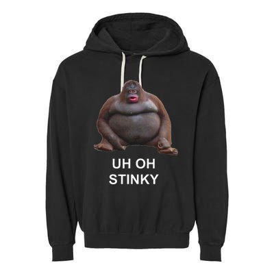 Uh Oh Stinky Poop Le Monke Meme Garment-Dyed Fleece Hoodie