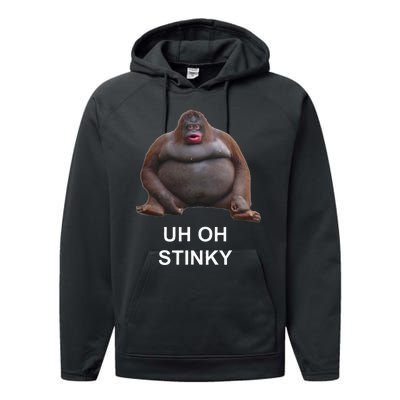 Uh Oh Stinky Poop Le Monke Meme Performance Fleece Hoodie