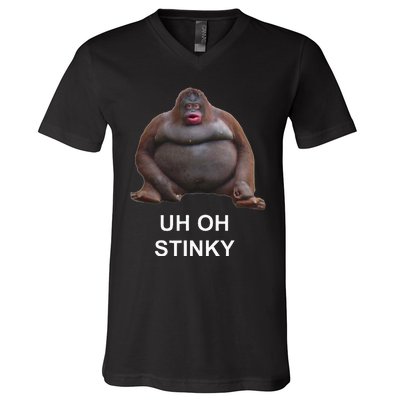 Uh Oh Stinky Poop Le Monke Meme V-Neck T-Shirt