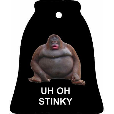 Uh Oh Stinky Poop Le Monke Meme Ceramic Bell Ornament