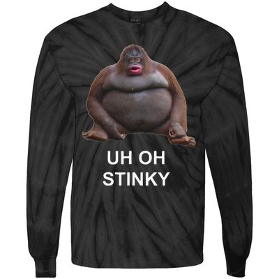 Uh Oh Stinky Poop Le Monke Meme Tie-Dye Long Sleeve Shirt