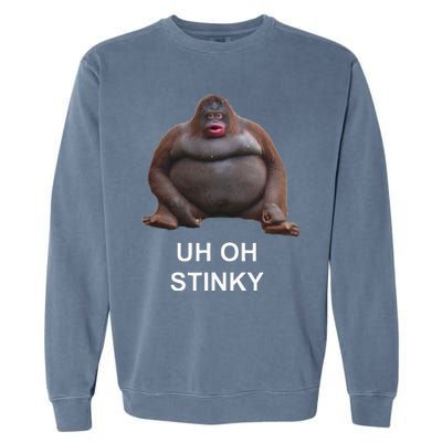 Uh Oh Stinky Poop Le Monke Meme Garment-Dyed Sweatshirt