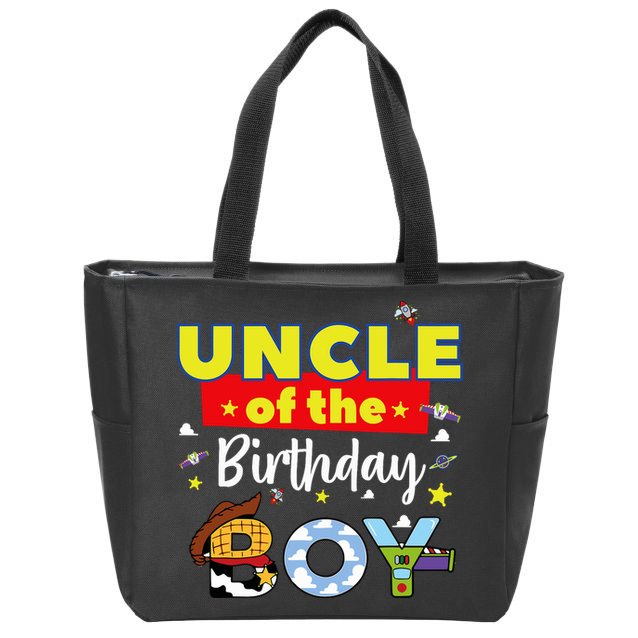 Uncle Of The Birthday Boy Toy Familly Matching Story Zip Tote Bag