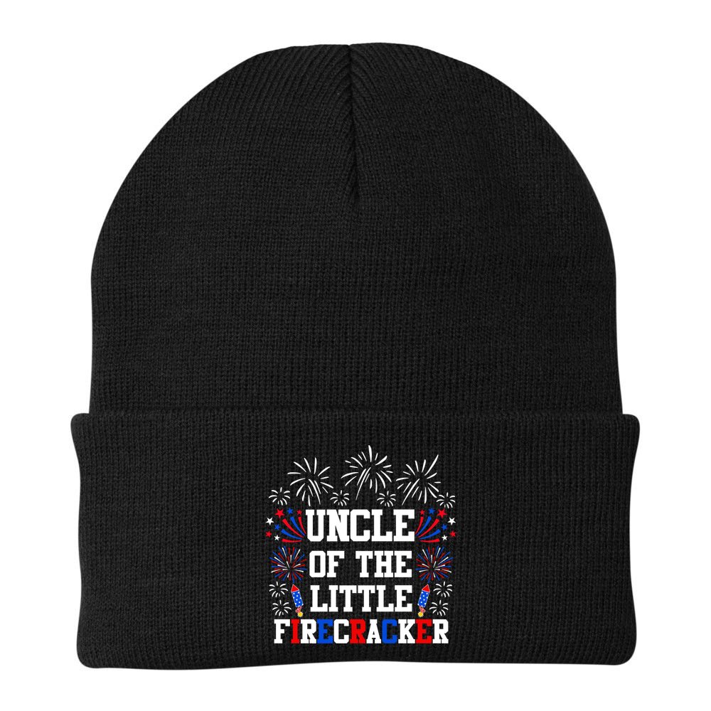 Uncle Of The Little Firecracker Funny Gift 4th Of July Birthday Gift Beanie