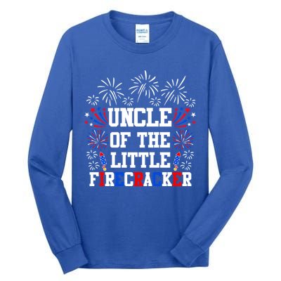 Uncle Of The Little Firecracker Funny Gift 4th Of July Birthday Gift Tall Long Sleeve T-Shirt
