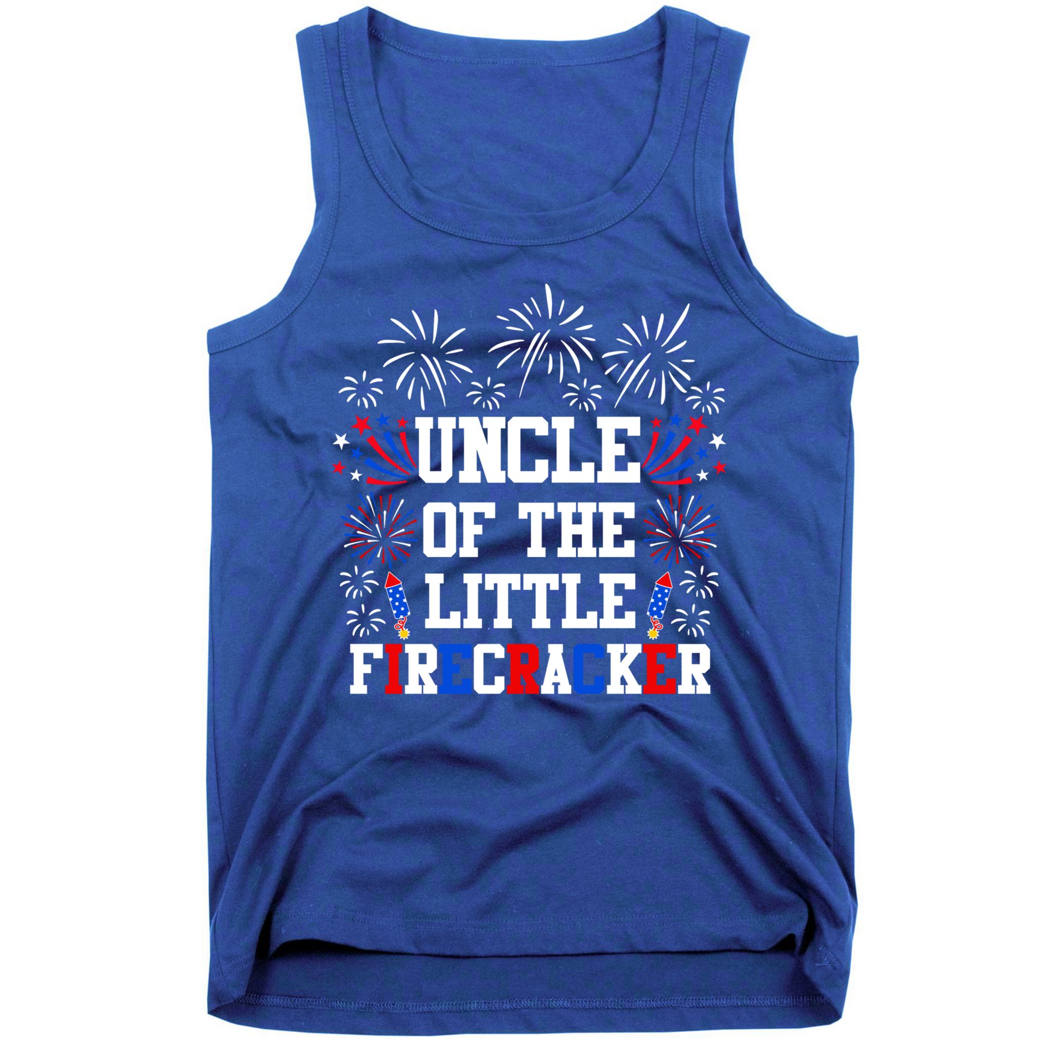 Uncle Of The Little Firecracker Funny Gift 4th Of July Birthday Gift Tank Top