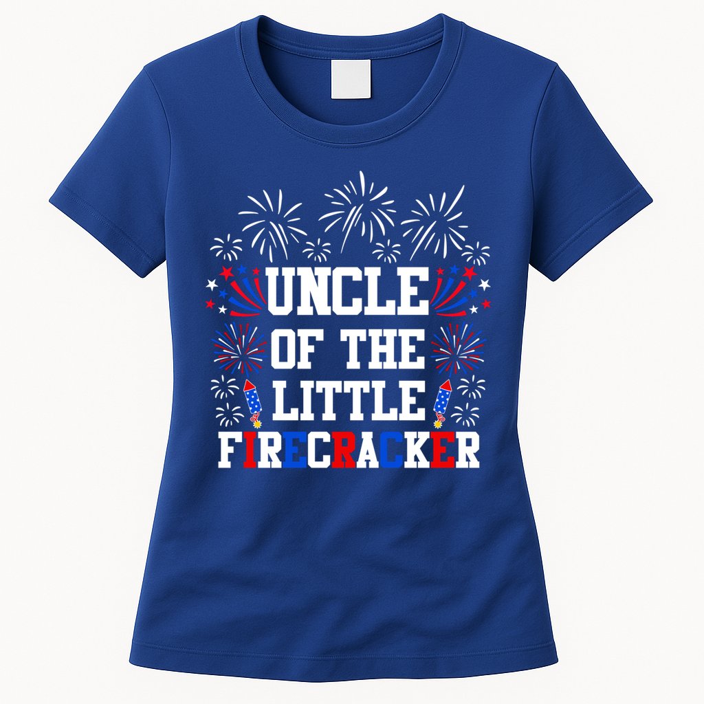 Uncle Of The Little Firecracker Funny Gift 4th Of July Birthday Gift Womens T-Shirt
