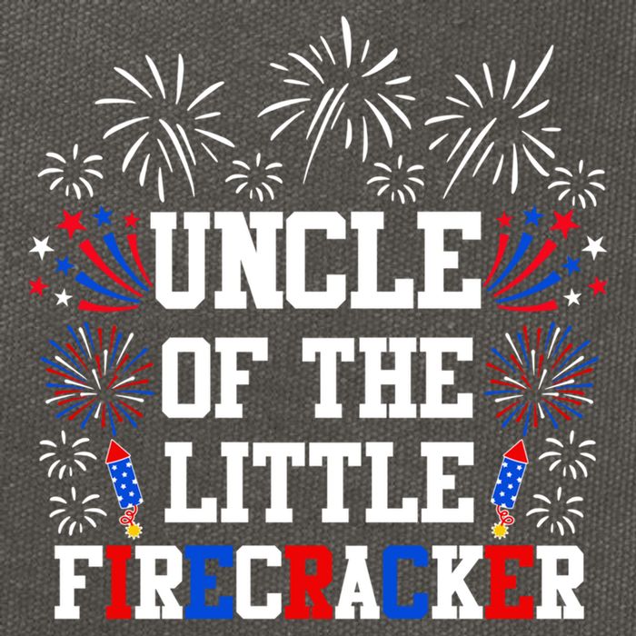 Uncle Of The Little Firecracker Funny Gift 4th Of July Birthday Gift Cotton Canvas Backpack