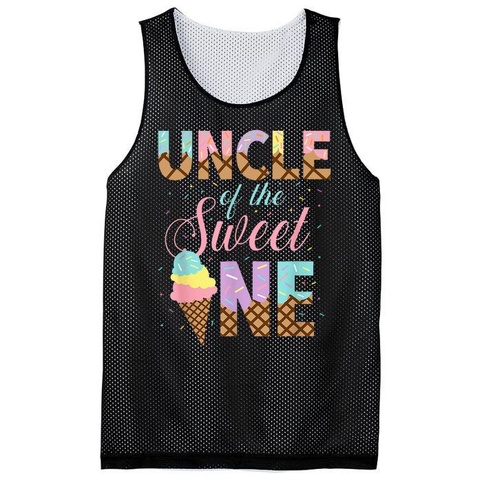 Uncle Of The Sweet One Ice Cream 1st First Birthday Family Mesh Reversible Basketball Jersey Tank