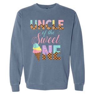 Uncle Of The Sweet One Ice Cream 1st First Birthday Family Garment-Dyed Sweatshirt