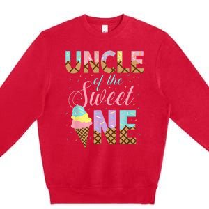 Uncle Of The Sweet One Ice Cream 1st First Birthday Family Premium Crewneck Sweatshirt