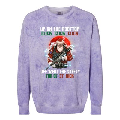 Up On The Rooftop Click Off Went The Safety Santa Anti Biden Colorblast Crewneck Sweatshirt