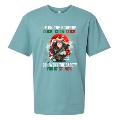 Up On The Rooftop Click Off Went The Safety Santa Anti Biden Sueded Cloud Jersey T-Shirt