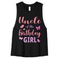 Uncle Of The Birthday Girl Butterfly Party Women's Racerback Cropped Tank