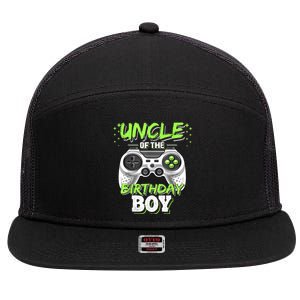 Uncle Of The Birthday Boy Matching Video Game Birthday Gift 7 Panel Mesh Trucker Snapback Hat