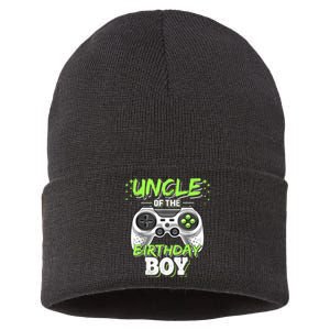 Uncle Of The Birthday Boy Matching Video Game Birthday Gift Sustainable Knit Beanie