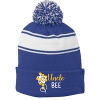 Uncle Of The Bee 1st Birthday Outfit First Bee Day Family Funny Gift Stripe Pom Pom Beanie