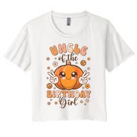 Uncle Of The Birthday Girl Pumpkin Themed Autumn Pumpkin Women's Crop Top Tee