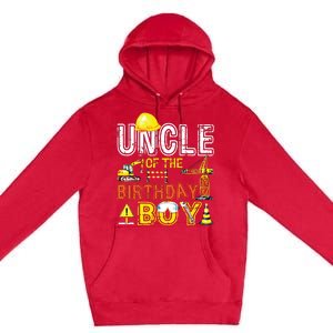 Uncle Of The Birthday Construction Worker Boy Crew Party Premium Pullover Hoodie