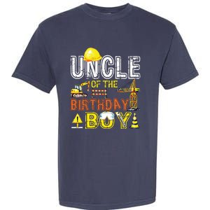 Uncle Of The Birthday Construction Worker Boy Crew Party Garment-Dyed Heavyweight T-Shirt