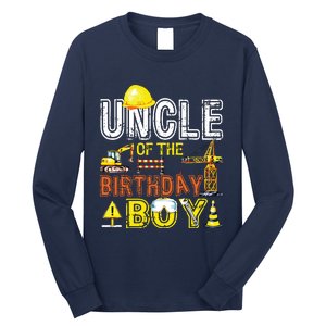 Uncle Of The Birthday Construction Worker Boy Crew Party Long Sleeve Shirt