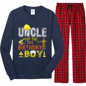 Uncle Of The Birthday Construction Worker Boy Crew Party Long Sleeve Pajama Set