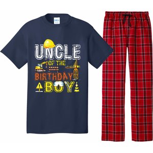 Uncle Of The Birthday Construction Worker Boy Crew Party Pajama Set