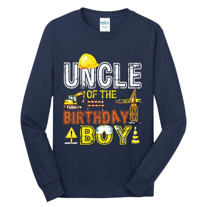 Uncle Of The Birthday Construction Worker Boy Crew Party Tall Long Sleeve T-Shirt