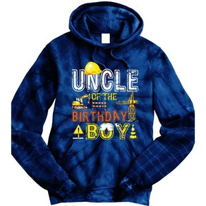 Uncle Of The Birthday Construction Worker Boy Crew Party Tie Dye Hoodie