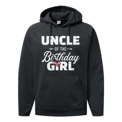 Uncle of the birthday daughter matching family Performance Fleece Hoodie