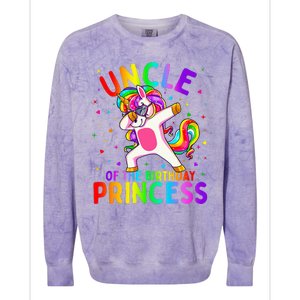 Uncle of the Birthday Princess Dabbing Unicorn Colorblast Crewneck Sweatshirt