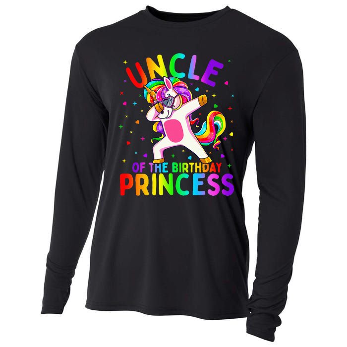 Uncle of the Birthday Princess Dabbing Unicorn Cooling Performance Long Sleeve Crew