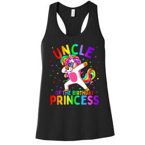 Uncle of the Birthday Princess Dabbing Unicorn Women's Racerback Tank