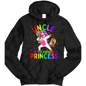 Uncle of the Birthday Princess Dabbing Unicorn Tie Dye Hoodie