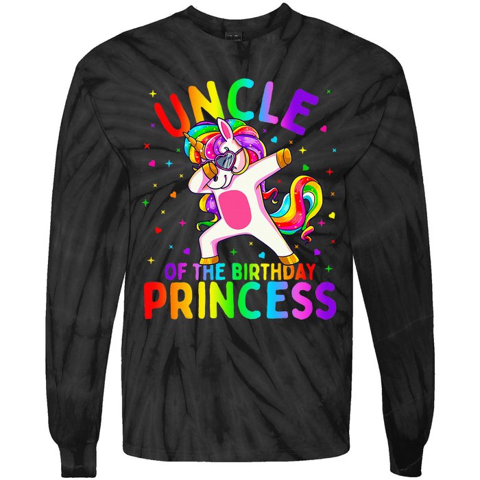 Uncle of the Birthday Princess Dabbing Unicorn Tie-Dye Long Sleeve Shirt