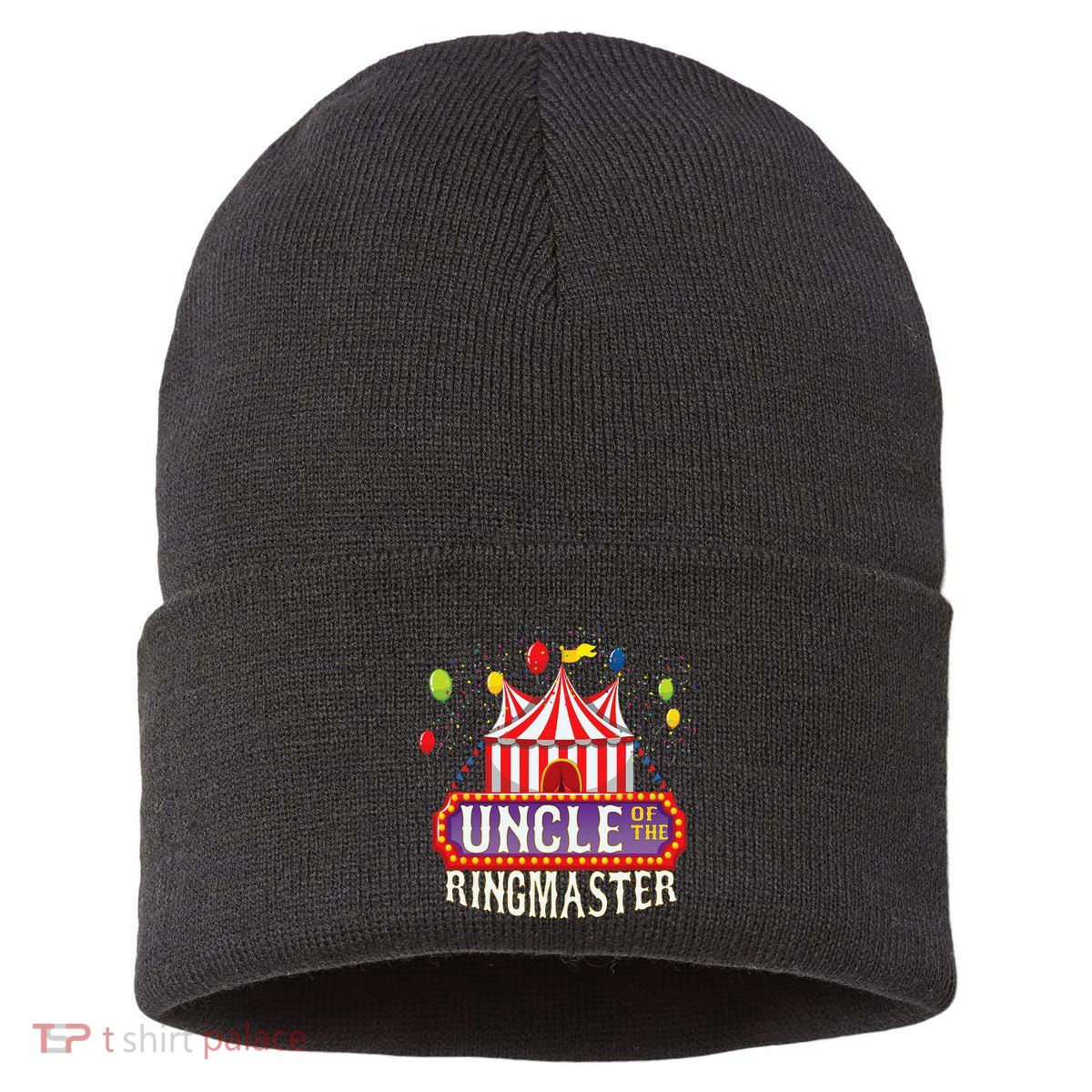 Uncle Of The Birthday Ringmaster Kids Circus Party Sustainable Knit Beanie
