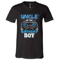 Uncle Of The Birthday Boy Matching Video Game Birthday Gift V-Neck T-Shirt