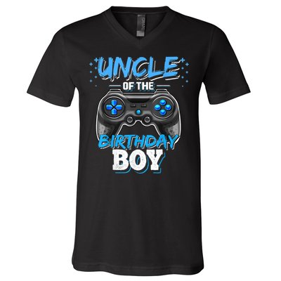 Uncle Of The Birthday Boy Matching Video Game Birthday Gift V-Neck T-Shirt