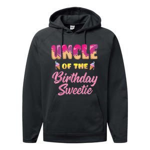 Uncle Of The Birthday Sweetie Ice Cream Birthday Performance Fleece Hoodie