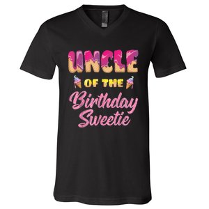 Uncle Of The Birthday Sweetie Ice Cream Birthday V-Neck T-Shirt