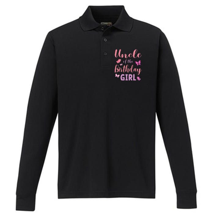 Uncle Of The Birthday Butterfly Party Performance Long Sleeve Polo