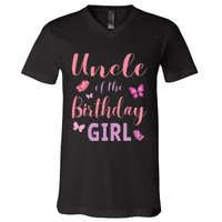 Uncle Of The Birthday Butterfly Party V-Neck T-Shirt