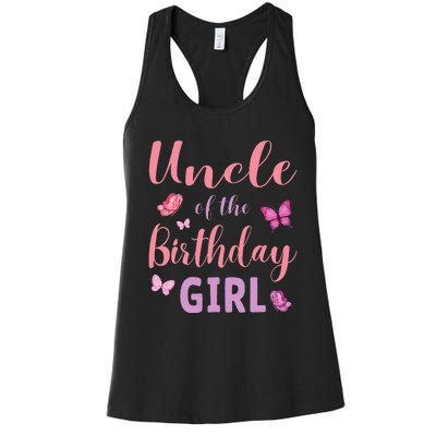 Uncle Of The Birthday Butterfly Party Women's Racerback Tank