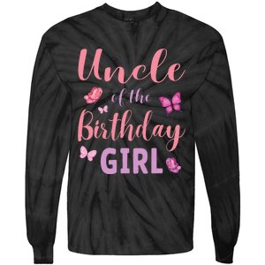 Uncle Of The Birthday Butterfly Party Tie-Dye Long Sleeve Shirt