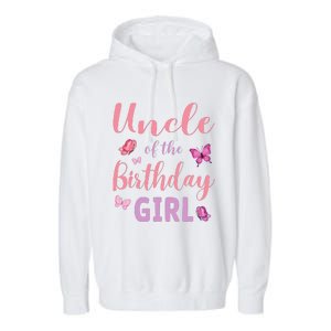 Uncle Of The Birthday Butterfly Party Garment-Dyed Fleece Hoodie